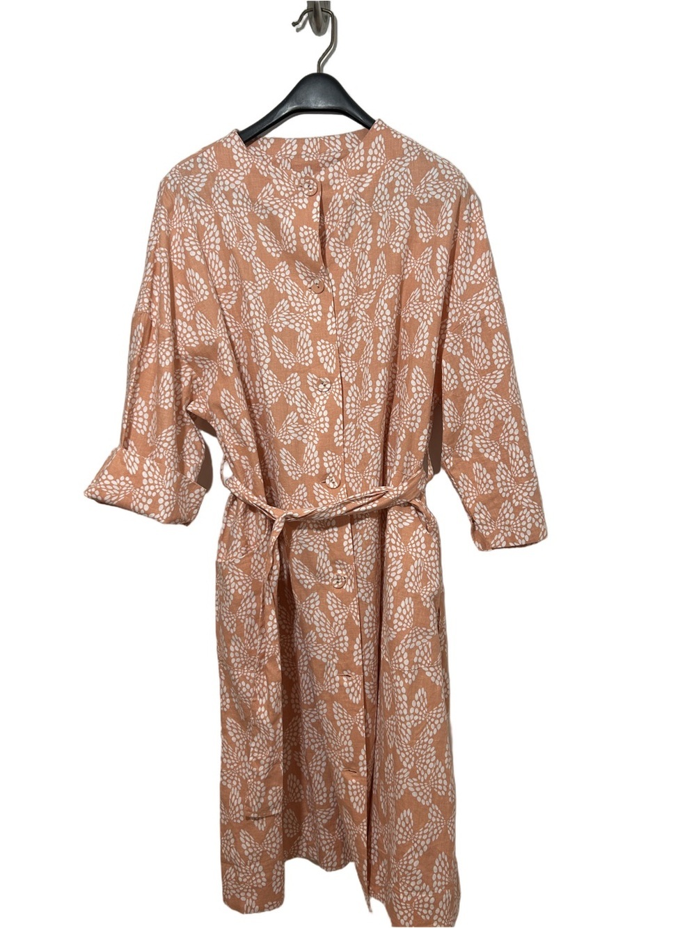 Finlayson Women's Peach Floral Belted Shirt Dress Size 36/38